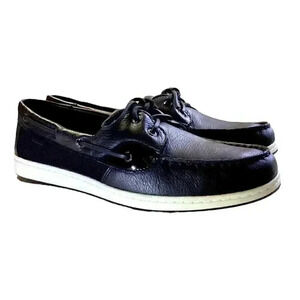 Sperry Coastfish 2Eye Leather Women 11M Lace Up Boat Shoes Black NEW